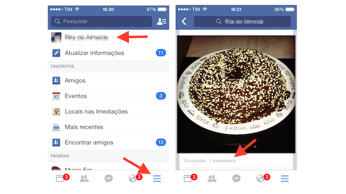 Acessando um comentário indesejado no Facebook pelo celular (Foto: Reprodução/Marvin Costa)