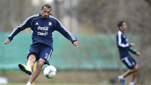 Hernan Barcos, treino da Argentina (Foto: Agência AFP)