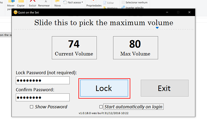 Clique em Lock para impedir que o volume seja aumentado além do limite (Foto: Reprodução/Elson de Souza)