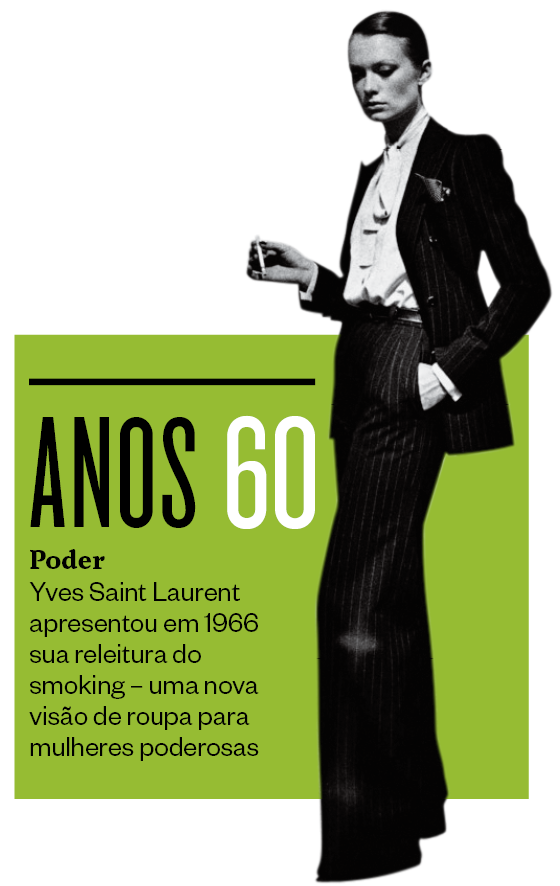 Yves Saint Laurent apresentou em 1966 sua releitura do smoking (Foto: Reg Lancaster/Getty Images)