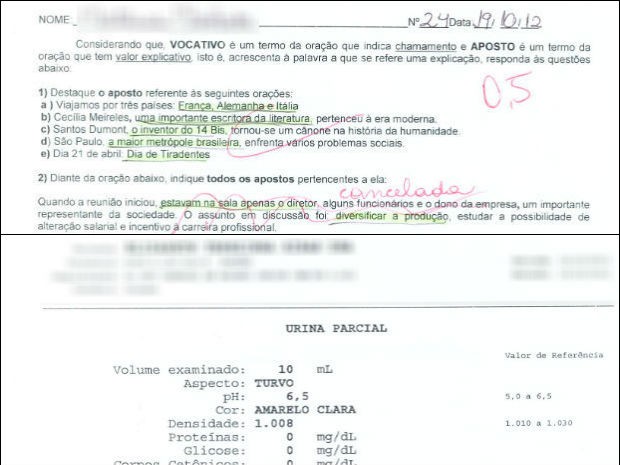 Prova de português foi aplicada a aluno da sétima série (Foto: Reprodução)