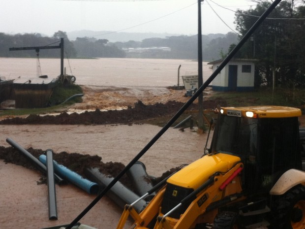 Área da captação da Casan foi afetada pelas chuvas em Chapecó (Foto: Casan/Divulgação)