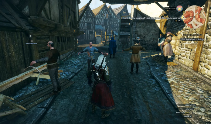 Pessoas flutuam no bug de The Witcher 3 (Foto: Reprodução/YouTube) Pessoas flutuam no bug de The Witcher 3 (Foto: Reprodução/YouTube)
