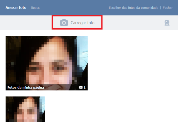 Inserindo uma foto no mural da comunidade do VK (Foto: Reprodução/Lívia Dâmaso)