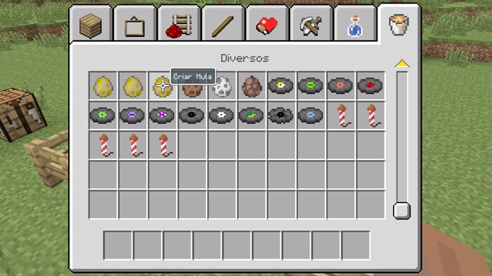 No modo Criativo de Minecraft é possível conseguir mulas com ovos de spawn (Foto: Reprodução/Rafael Monteiro)
