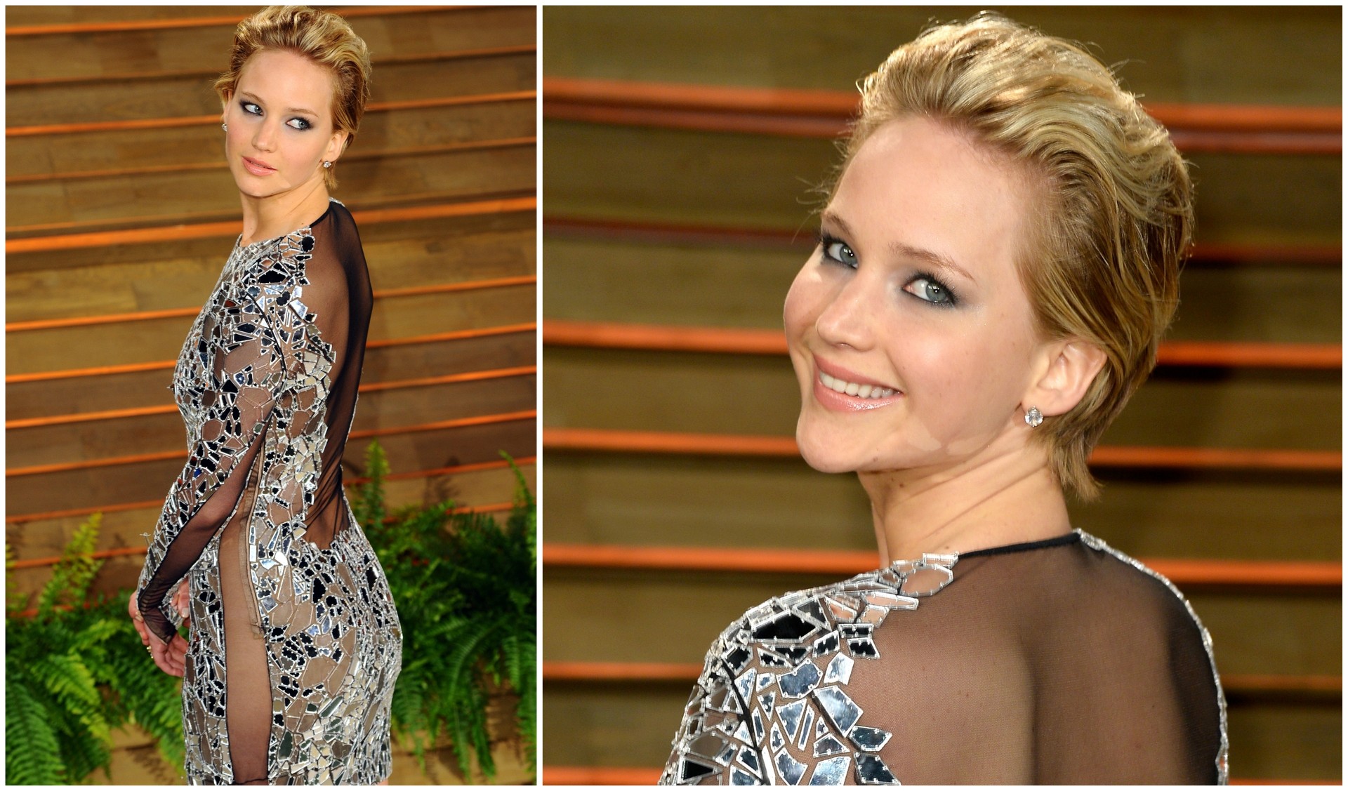 Jennifer Lawrence com vestido transparente em festa pós-Oscar. (Foto: Getty Images)