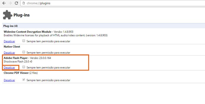 Desative o Adoble Flash no navegador Google Chrome (Foto: Reprodução/Barbara Mannara)