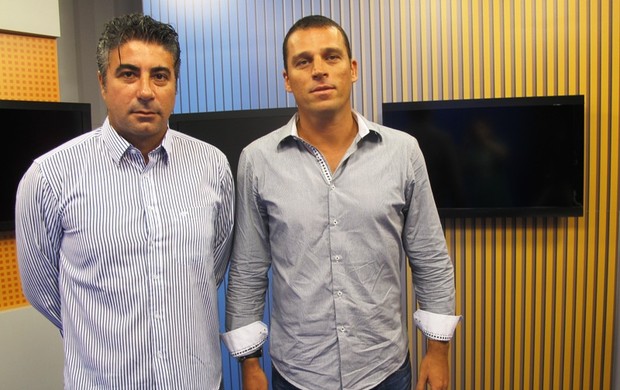 Alexandre Gallo e Maurício Copertino, na TV Tribuna (Foto: Lincoln Chaves)