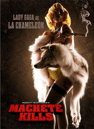 Pôster de 'Machete kills' mostra Lady Gaga, que faz sua estreia como atriz no filme dirigido por Robert Rodriguez (Foto: Divulgação)