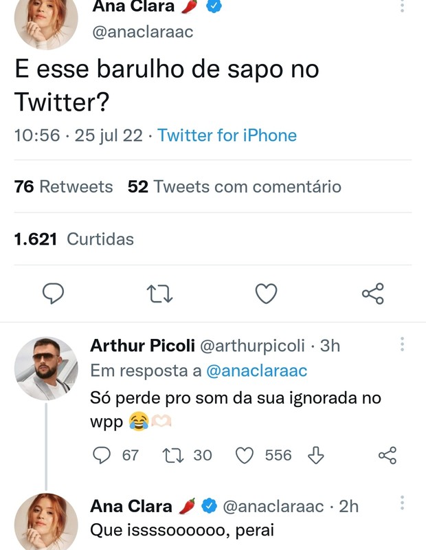 Arthur Picoli cobra resposta de Ana Clara nas redes sociais (Foto: Twitter)