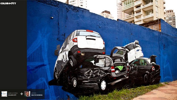 Obra do artista Walter Nomura, no bairro de Moema, em São Paulo. (Foto: Reprodução)