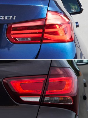 Lanternas do BMW Série 3 (acima) e do Chevrolet Cobalt têm recorte semelhante (Foto: Divulgação)