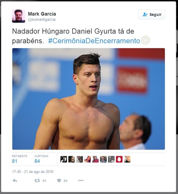 Nadador húngaro Dániel Gyurta faz sucesso na internet (Foto: Twitter / Reprodução)
