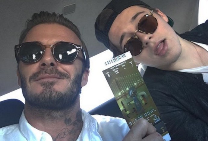David Beckham e o filho super bowl 50 nfl (Foto: Reprodução/Instagram)
