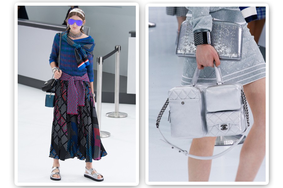 Na Chanel, usar duas bolsas em um mesmo look continua em alta (Foto: Imaxtree)