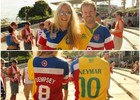 Casal faz mix 
de camisas dos EUA e Brasil (Marcos Dantas/G1 AM)