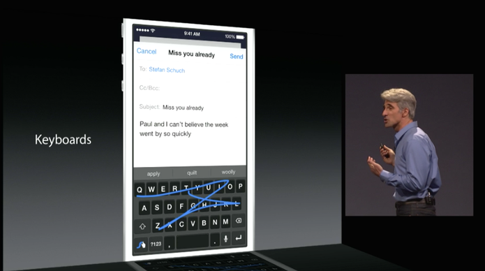 Teclado QuickType do iOS 8 (Foto: Reprodução/Apple)