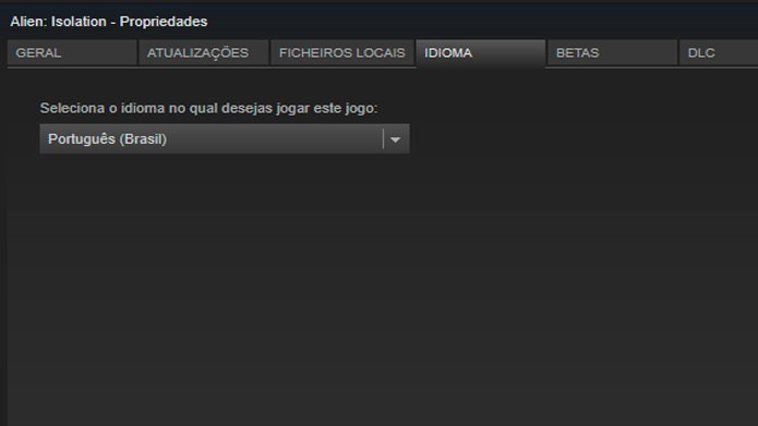 Selecione o idioma que deseja jogar o game no Steam (Foto: Reprodução/Tais Carvalho)