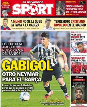 Gabriel Gabigol capa de jornal de Barcelona (Foto: reprodução)