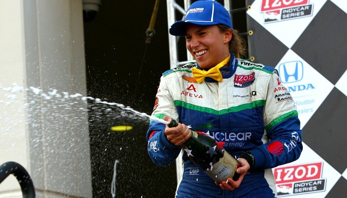 Simona de Silvestro pódio Houston Fórmula Indy
