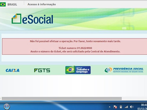 Thiago Marques Gimenes, de São Paulo, enviou imagem da tela mostrando erro na hora de gerar a guia de pagamento (Foto: Thiago Marques Gimenes/Vc no G1)