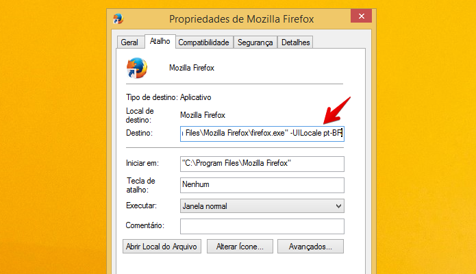 Adicione o código ao fim da linha Destino (Foto: Reprodução/Helito Bijora)