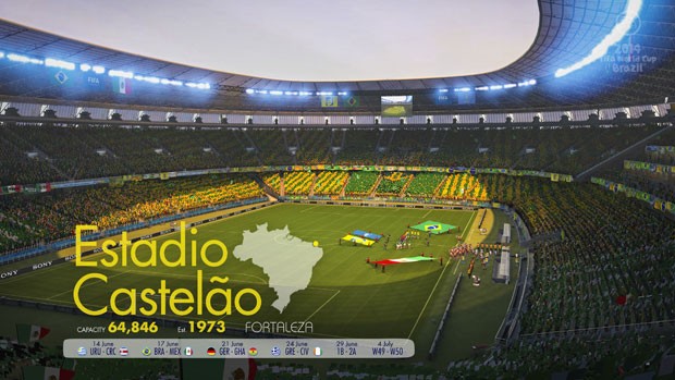 Estádio Castelão, em Fortaleza, em imagem do jogo oficial da Copa 2014. (Foto: Divulgação/Electronic Arts)