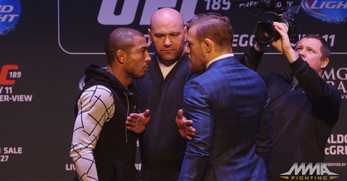 Encarada entre Aldo e McGregor  UFC 189 (Foto: Reprodução/ MMAFighting)