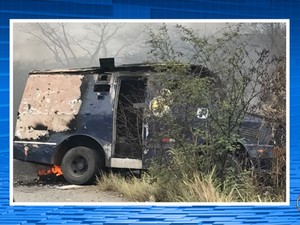 Explosão carro-forte em Bonito, no Agreste (Foto: Reprodução/TV Asa Branca)