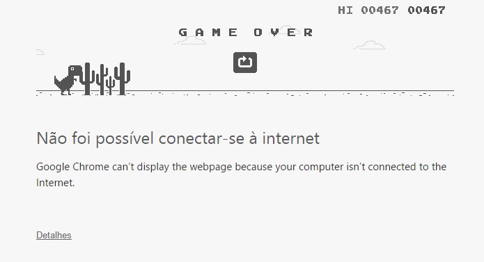 Game está escondido na nova página de erro do Canary (foto: Reprodução/Google Canary)