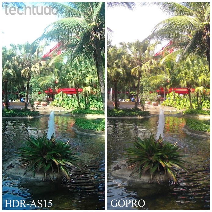 Em comparação com a GoPro, a Sony FDR-AS15 deixa a desejar na qualidade da imagem (Foto: Anna Kellen/TechTudo) Em comparação com a GoPro, a Sony FDR-AS15 deixa a desejar na qualidade da imagem (Foto: Anna Kellen/TechTudo)
