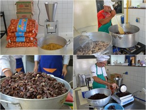 A paçoca foi feita em uma cozinha industrial em Boa Vista e a produção durou 48h (Foto: Jackson Félix/G1)