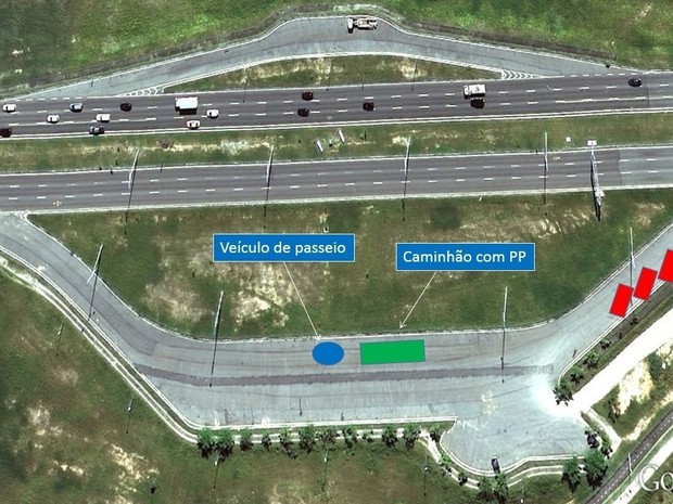 Simulado será na SC-401, no primeiro bolsão após o túnel Antonieta de Barros (Foto: Google Earth)