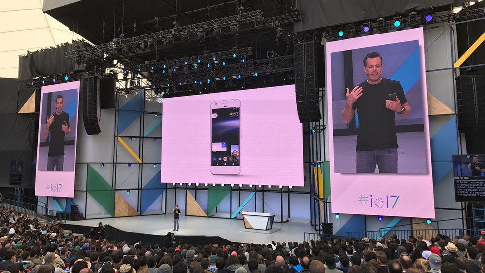 Dave Burke, vice-presidente do Google para Android, fala das novidades do Android O (Foto: Helton Simões Gomes/G1)