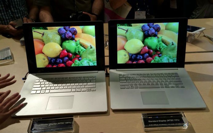 Comparação entre displays (Foto: Asus/Marcel Campus) Comparação entre displays (Foto: Asus/Marcel Campus)