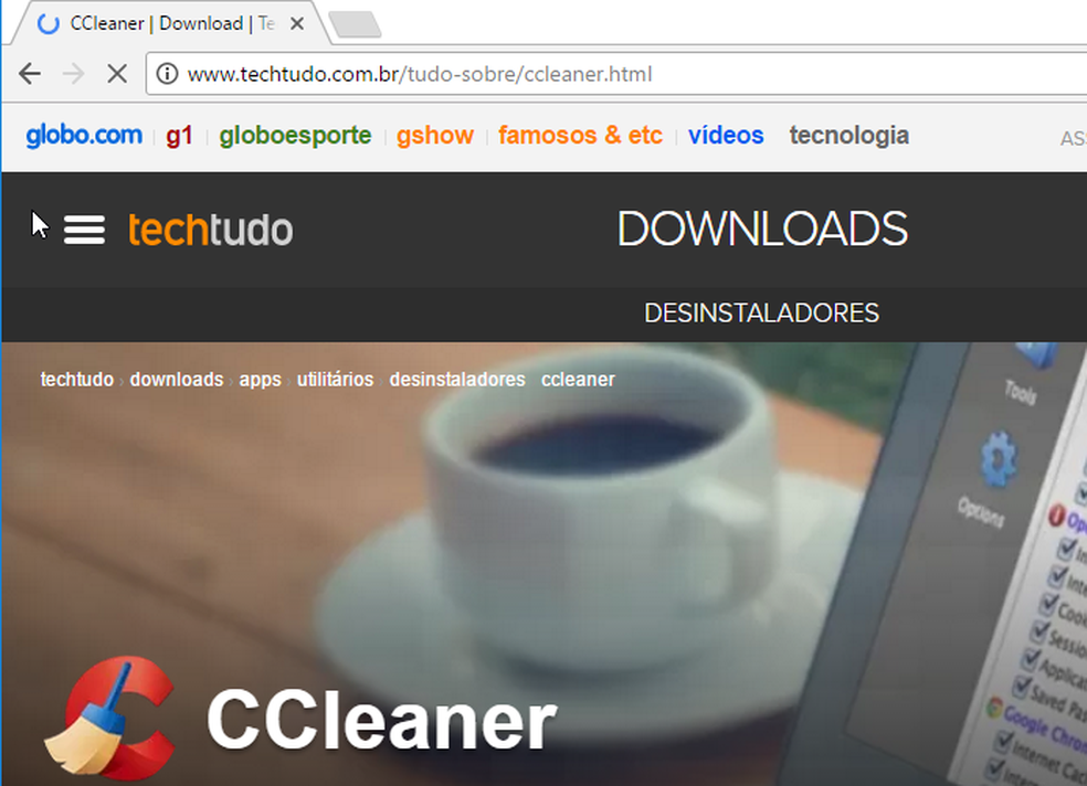 Biaxando CCleaner no TechTdudo Downloads (Foto: Edivaldo Brito/TechTudo)