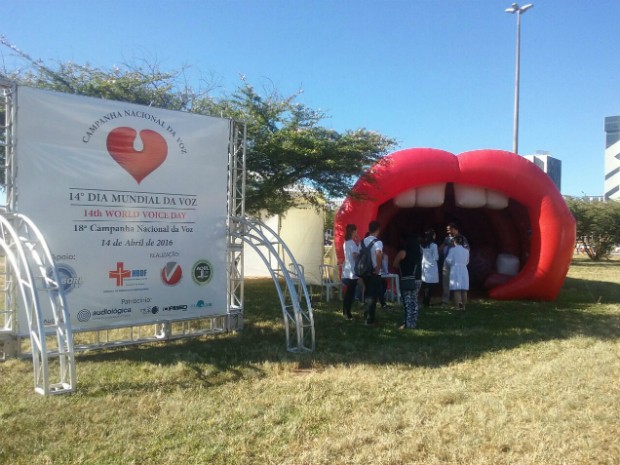 Estrutura em forma de laringe ao lado da rodoviária do Plano Piloto  (Foto: Bárbara de Oliveira/G1)