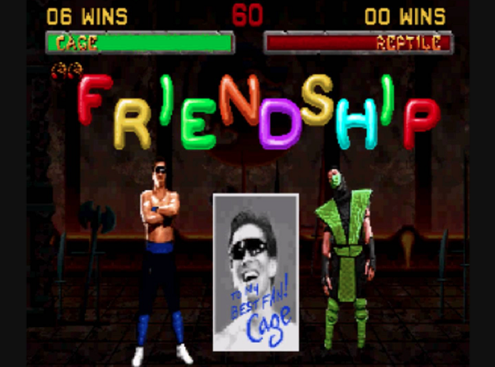 Autógrafo de Johnny Cage é um friendship clássico (Foto: Reprodução/YouTube) Autógrafo de Johnny Cage é um friendship clássico (Foto: Reprodução/YouTube)