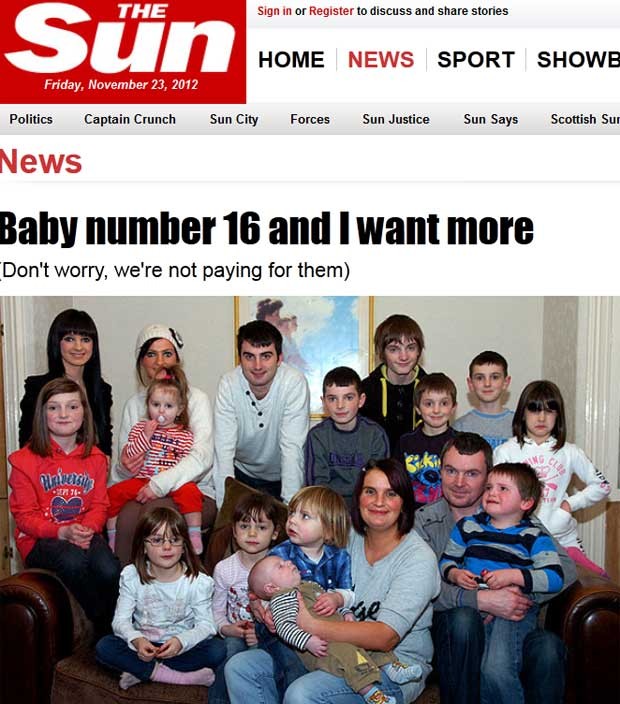 Mãe britânica deu à luz o 16º filho e já pensa no próximo (Foto: Reprodução)