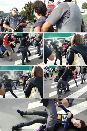 Protesto tem confusão entre policiais militares e manifestantes perto da USP, na Zona Oeste de São Paulo (Foto: Sintusp/Divulgação)
