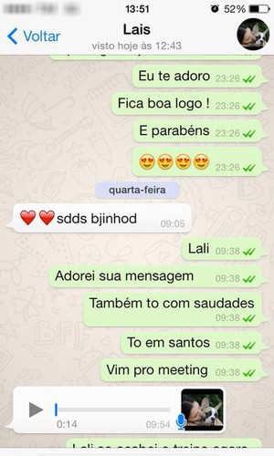 Conversa WhatsApp Jade Barbosa e Lais Souza (Foto: Reprodução)