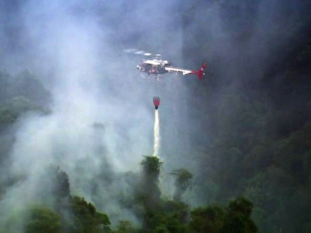 Bombeiros vão retomar tentativa de controle do incêndio na Serra da Cantareira - GNews (Foto: Reprodução/GloboNews)