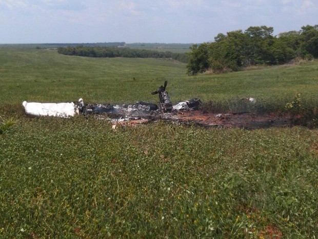 Aeronave caiu em uma área particular localizada a 90 km de Paranatinga (Foto: Divulgação/Polícia Militar)