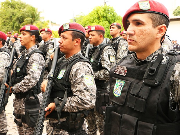 Tropa da Força Nacional começa a atuar no RN (Foto: Ivanízio Ramos/Assecom Governo do RN)
