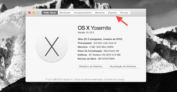 Acessando a página de informações sobre suporte do Mac OS X (Foto: Reprodução/Marvin Costa)