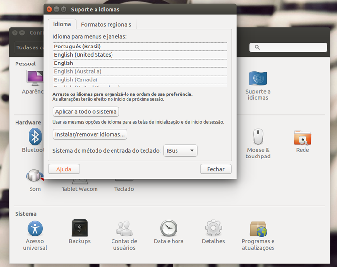 Baixe e instale os idiomas que desejar de forma gratuita no Ubuntu (Foto: Reprodução/Filipe Garrett)