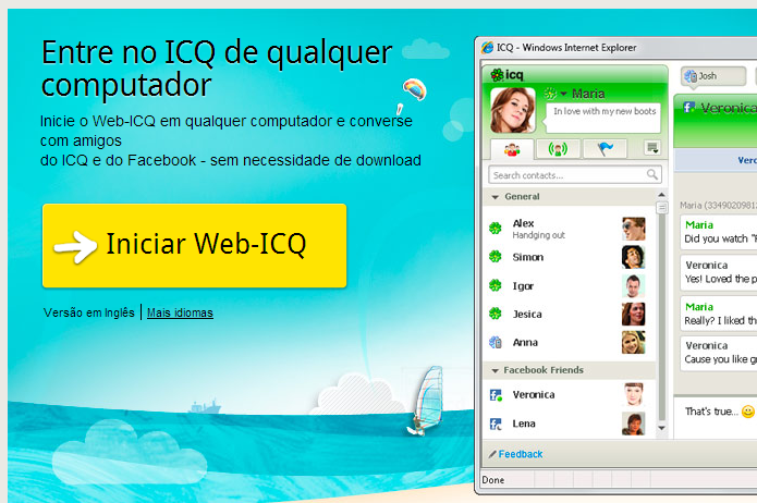 Acessando o ICQ pelo navegador (Foto: Reprodução/Helito Bijora)