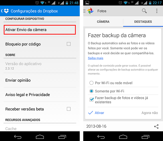 Dropbox e Google+ são boas opções para guardar suas fotos na nuvem automaticamente (Foto: Reprodução/Paulo Alves) (Foto: Dropbox e Google+ são boas opções para guardar suas fotos na nuvem automaticamente (Foto: Reprodução/Paulo Alves))