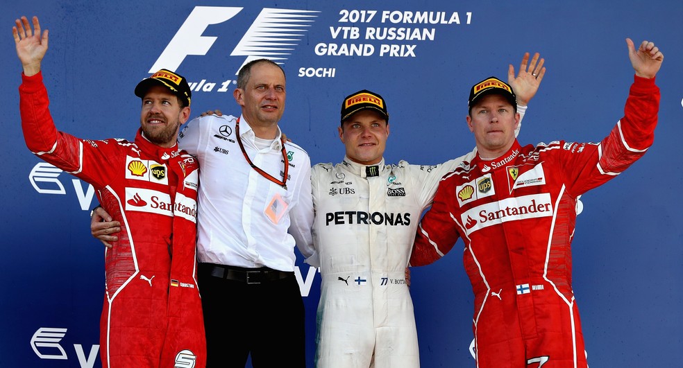 Bottas, Vettel e Raikkonen, o pódio do GP da Rússia (Foto: Getty Images)