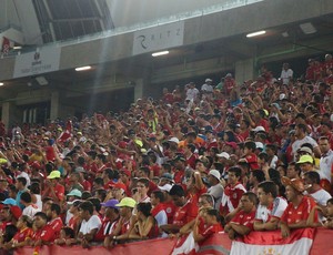 Torcida do América-RN na Arena das Dunas (Foto: Augusto Gomes/GloboEsporte.com)